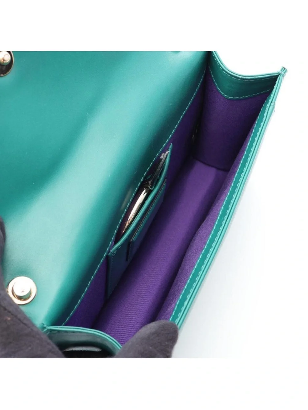 Bvlgari Serpenti Forever Turquoise Leather Crossbody Bag with Original Mirror